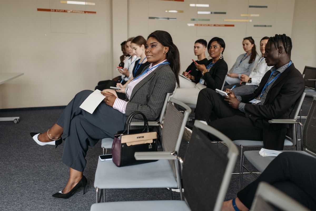 Group of professionals attending a wellness seminar