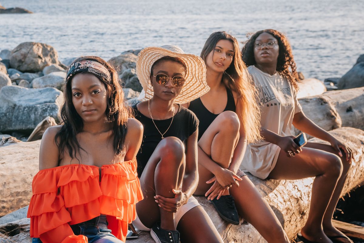 Women gathering and connecting together outdoors